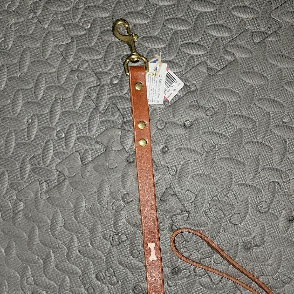 Kiel James Patrick Leather Dog Leash with Brass Accents